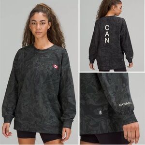 Lululemon RARE Team Canada Perfectly Oversized Crew Black Camo Sz L/XL